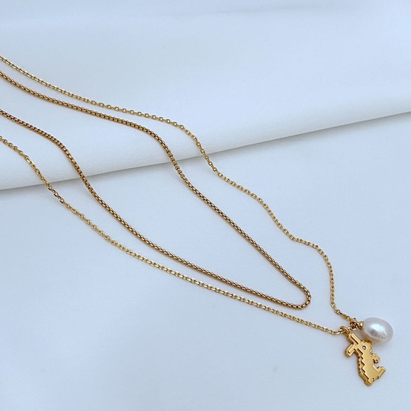 Tory Burch Gold Rabbit Pendant Necklace with Pearl - Picture 4 of 6